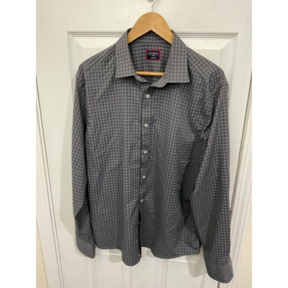 UNTUCKit Men's Gray Plaid Long Sleeve Button-Down Shirt Size Large